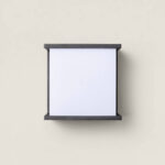 Applique murale carrée aluminium gris anthracite, diffuseur blanc opalin
