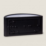 Applique murale extérieure aluminium noire à finition mate, forme rectangulaire arrondie, fixation murale