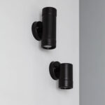 Applique murale cylindrique noir satiné, éclairage haut et bas, fixation murale