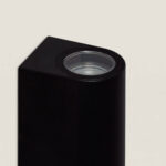 Applique murale extérieure noire, boîtier rectangulaire avec optique encastrée circulaire