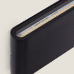 Applique murale noire rectangulaire en aluminium avec bande LED visible pour éclairage haut et bas