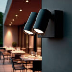 Applique murale extérieure double spot cylindrique anthracite orientable, finition métal