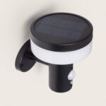 Applique murale solaire noire avec capteur de mouvement et panneau solaire