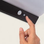 Applique murale extérieure noire avec détecteur de mouvement PIR et bouton tactile, finition mate