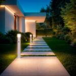 Balise Extérieure Augusta en Saillie sur Pied 74cm Blanche avec Détecteur de Présence PIR – Image 2