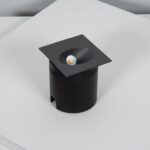 Balise murale encastrable LED gris foncé, corps cylindrique avec plat carré supérieur et LED centrale