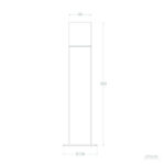 Balise sur pied 50 cm acier inoxydable, corps cylindrique avec platine de fixation