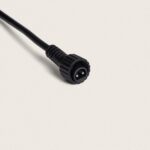 Connecteur d'alimentation étanche 2 broches noir, embout fileté sur câble flexible