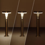 Balise LED Solaire Extérieure Helios Inox 6W en Saillie sur Pied 45cm avec Détecteur de Mouvement Helios Inox Blanc chaud 3000K – Image 12