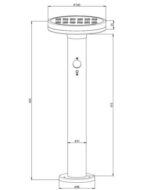 Balise sur pied cylindrique avec tête ronde à LEDs, capteur de mouvement visible et base de fixation