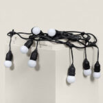Kit Guirlande Waterproof 5.5m Noire + 8 Ampoules LED E27 G45 3W de Couleurs Blanc