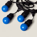 Kit Guirlande Waterproof 5.5m Noire + 8 Ampoules LED E27 G45 3W de Couleurs Bleu – Image 10