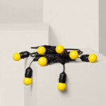 Kit Guirlande Waterproof 5.5m Noire + 8 Ampoules LED E27 G45 3W de Couleurs Jaune