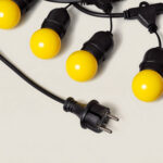 Kit Guirlande Waterproof 5.5m Noire + 8 Ampoules LED E27 G45 3W de Couleurs Jaune – Image 12