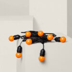 Kit Guirlande Waterproof 5.5m Noire + 8 Ampoules LED E27 G45 3W de Couleurs Orange
