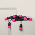 Kit Guirlande Waterproof 5.5m Noire + 8 Ampoules LED E27 G45 3W de Couleurs Rose