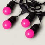Kit Guirlande Waterproof 5.5m Noire + 8 Ampoules LED E27 G45 3W de Couleurs Rose – Image 10
