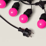 Kit Guirlande Waterproof 5.5m Noire + 8 Ampoules LED E27 G45 3W de Couleurs Rose – Image 12