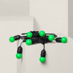Kit Guirlande Waterproof 5.5m Noire + 8 Ampoules LED E27 G45 3W de Couleurs Vert