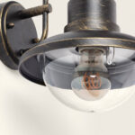 Applique murale extérieure métal noir vieilli avec globe en verre transparent