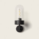 Applique murale en métal noir avec globe en verre cylindrique et ampoule à filament visible