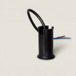 Spot encastrable noir cylindrique pour sol, boîtier compact à câbles visibles