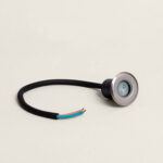 Spot encastrable au sol mini rond acier inoxydable, logement noir et câble électrique