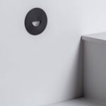 Balise Murale Extérieure LED 2W Encastrable Aluminium Ronde Noir Guell