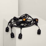 Guirlande Extérieure avec 8 Douilles E27 5.5m Noire IP65 – Image 5