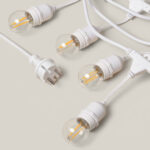 Kit Guirlande Waterproof 5.5m Blanche + 8 Ampoules LED E27 Filament 4W Blanc chaud 2700K – Image 10