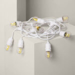 Kit Guirlande Waterproof 5.5m Blanche + 8 Ampoules LED E27 Filament 4W Blanc neutre 4000K