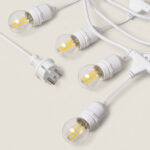 Kit Guirlande Waterproof 5.5m Blanche + 8 Ampoules LED E27 Filament 4W Blanc neutre 4000K – Image 9