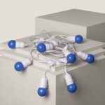 Kit Guirlande Waterproof 5.5m Blanche + 8 Ampoules LED E27 G45 3W de Couleurs Bleu