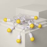 Kit Guirlande Waterproof 5.5m Blanche + 8 Ampoules LED E27 G45 3W de Couleurs Jaune