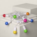 Kit Guirlande Waterproof 5.5m Blanche + 8 Ampoules LED E27 G45 3W de Couleurs Multicolore
