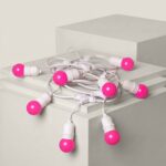 Kit Guirlande Waterproof 5.5m Blanche + 8 Ampoules LED E27 G45 3W de Couleurs Rose