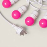Kit Guirlande Waterproof 5.5m Blanche + 8 Ampoules LED E27 G45 3W de Couleurs Rose – Image 11