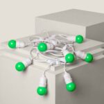 Kit Guirlande Waterproof 5.5m Blanche + 8 Ampoules LED E27 G45 3W de Couleurs Vert