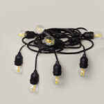 Kit Guirlande Waterproof 5.5m Noire + 8 Ampoules LED E27 Filament 4W Blanc neutre 4000K
