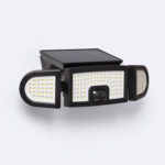 Projecteur Solaire LED IP65 7W avec Détecteur de Mouvement PIR et Détecteur Crépusculaire Noir