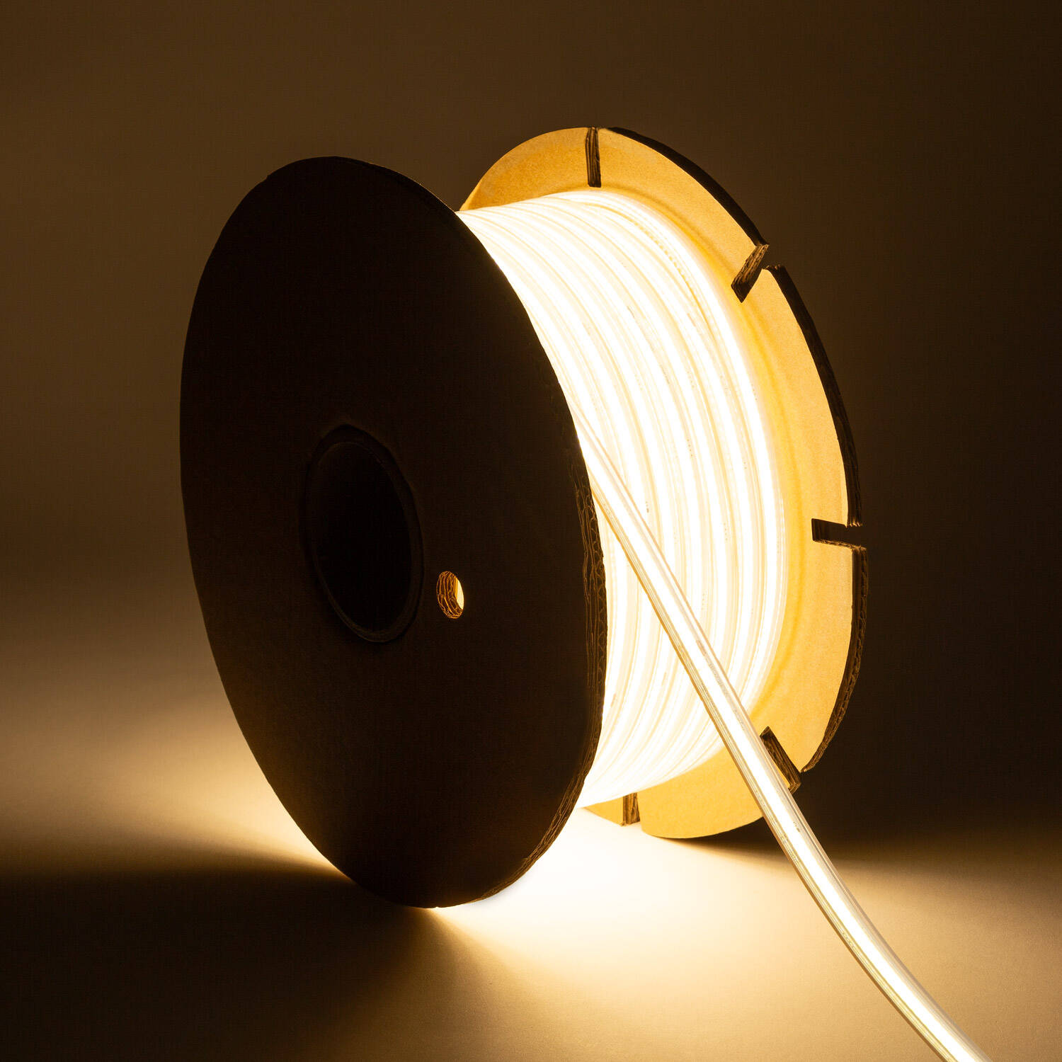 Ruban LED Dimmable 220V COB Auto-Redressement 320 LED/m BOBINE 50m 14W/m 1120lm/m SILICONE FLEX Largeur 10mm Coupe 25cm IP65 Blanc chaud 3500K Ruban LED Dimmable 220V COB Auto-Redressement 320 LED/m BOBINE 50m 14W/m 1120lm/m SILICONE FLEX Largeur 10mm Coupe 25cm IP65 Blanc chaud 3500K
