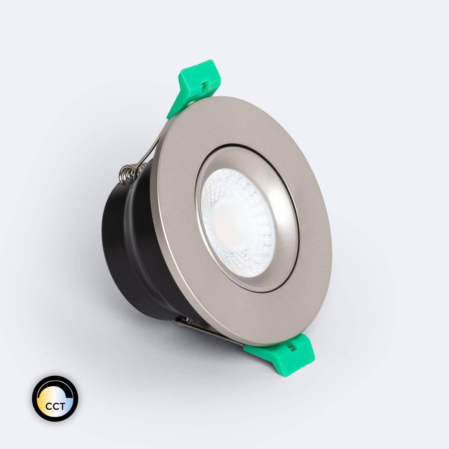 Spot Downlight Ignifuge LED 5-8W Rond Dimmable IP65 Coupe Ø 65 mm Design Ajustable Argent Spot Downlight Ignifuge LED 5-8W Rond Dimmable IP65 Coupe Ø 65 mm Design Ajustable Argent
