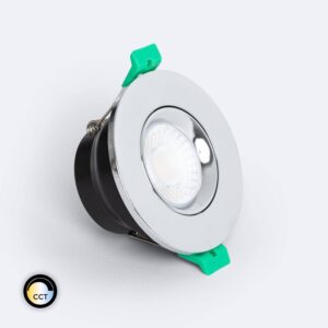 Spot Downlight Ignifuge LED 5-8W Rond Dimmable IP65 Coupe Ø 65 mm Design Ajustable Chromé