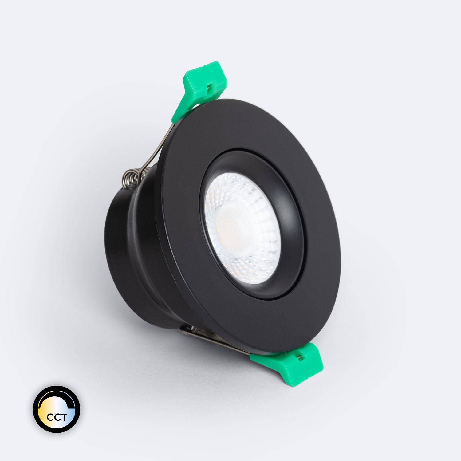 Spot Downlight Ignifuge LED 5-8W Rond Dimmable IP65 Coupe Ø 65 mm Design Ajustable Noir Spot Downlight Ignifuge LED 5-8W Rond Dimmable IP65 Coupe Ø 65 mm Design Ajustable Noir