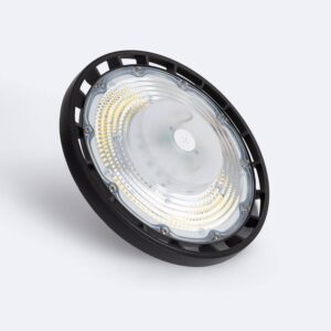 Cloche LED industrielle UFO noire aluminium suspension