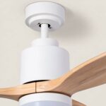 Ventilateur de Plafond LED Extérieur Mersin Blanc Bois 132cm Moteur DC – Image 6