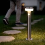 Balise solaire rechargeable sur pied 50 cm inox argent PIR – Image 7