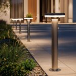 Balise solaire sur pied inox gris 45 cm LED avec détecteur – Image 18