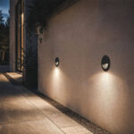 Balise murale encastrée ronde noire en aluminium LED extérieure – Image 6