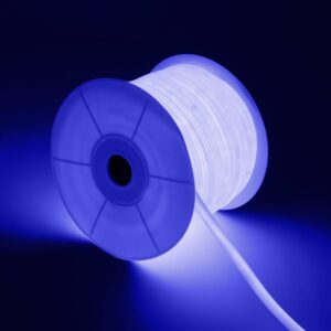Ruban LED Néon Dimmable 220V BOBINE 50m Blanc Froid Circulaire 360 9W/m Coupe 100cm IP67 Bleu